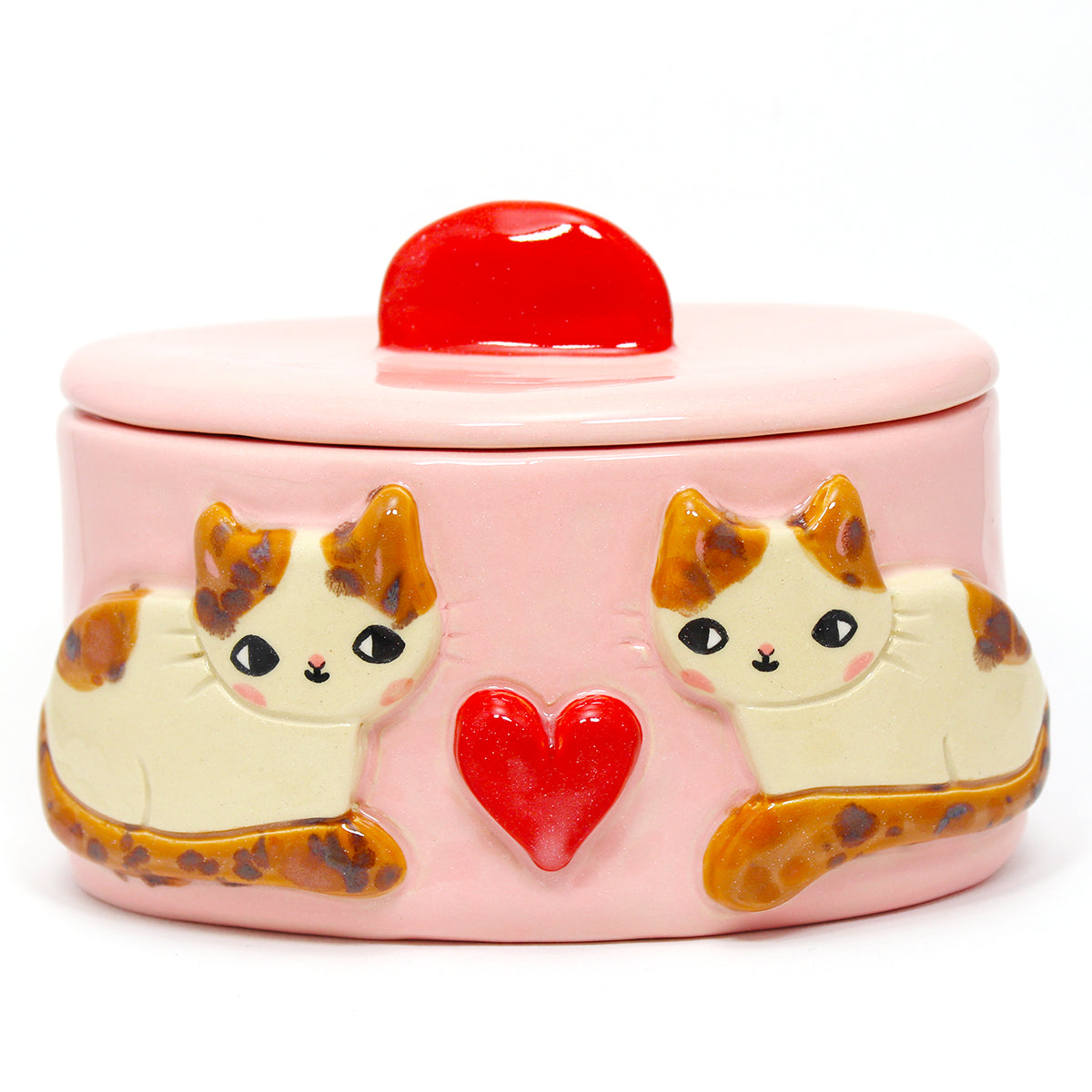 Ceramic Love Cats Container with Lid #2834