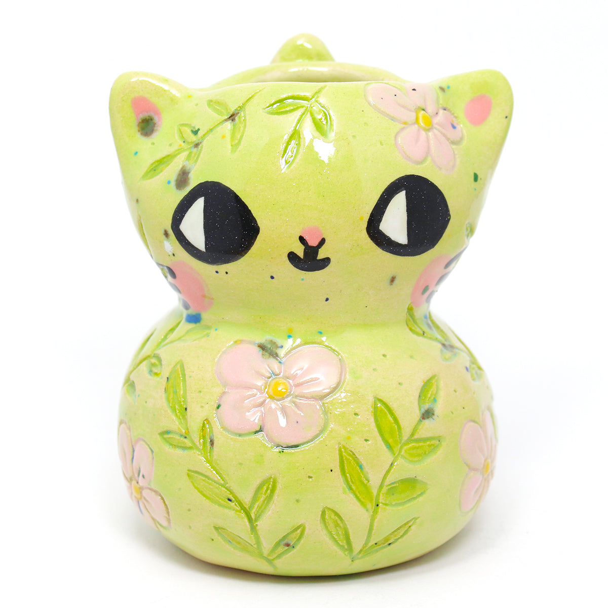 Ceramic Floral Kitty Vase #2680