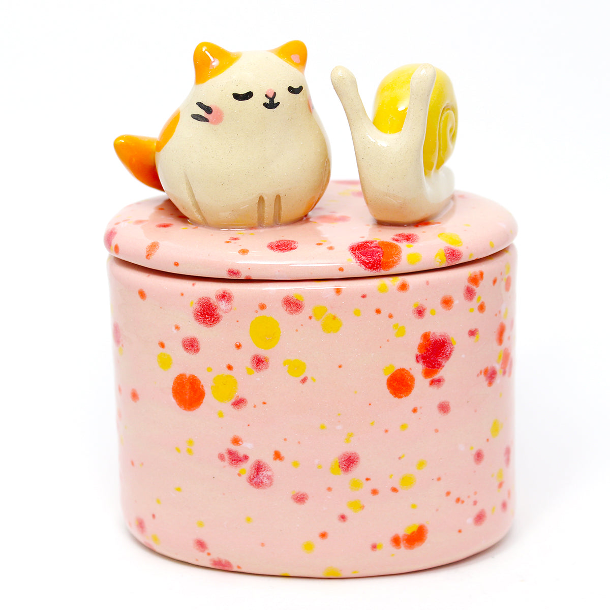 Ceramic Snail Cat Container with Lid #2683