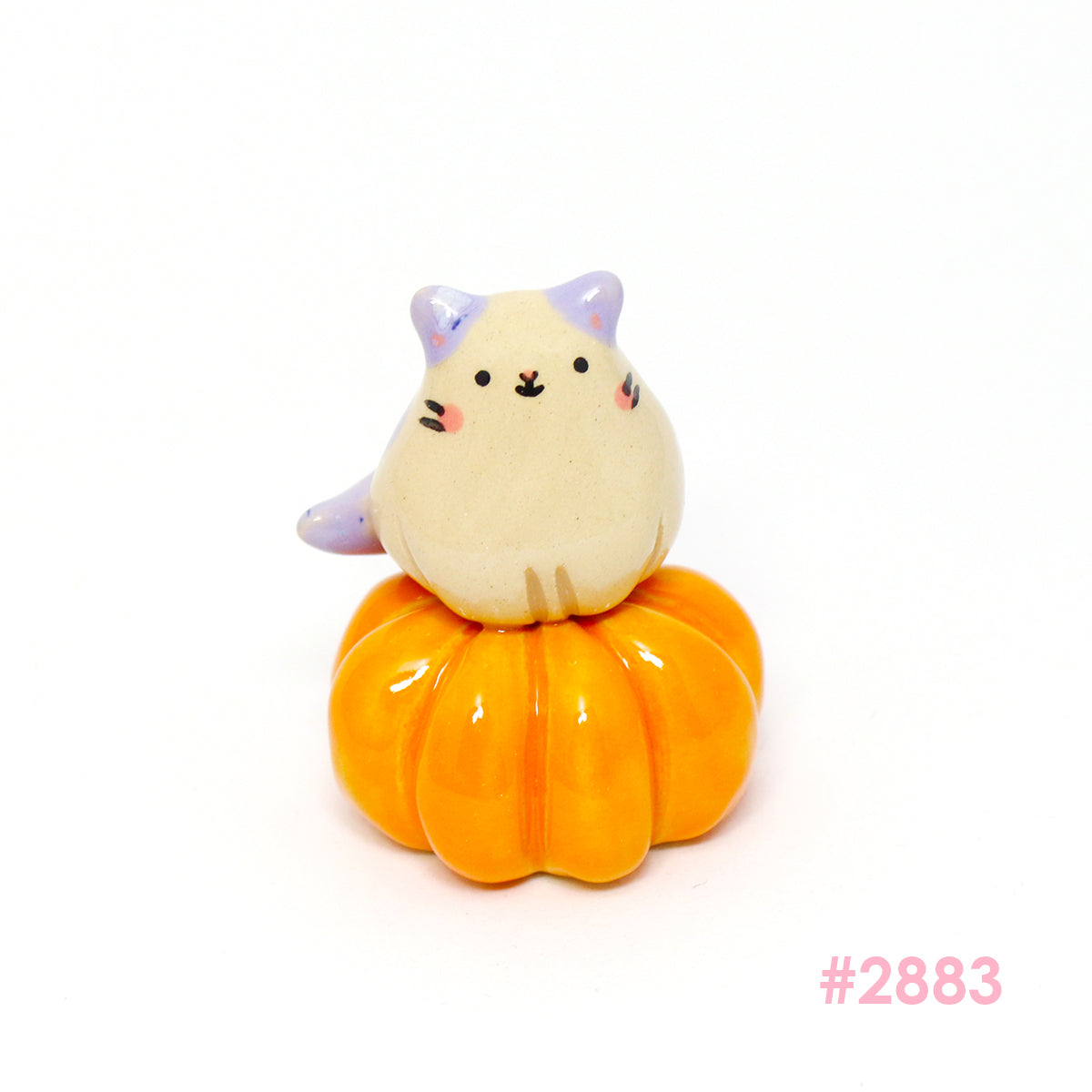 Ceramic Mini Pumpkin Kitty Figurine - #2882-2886