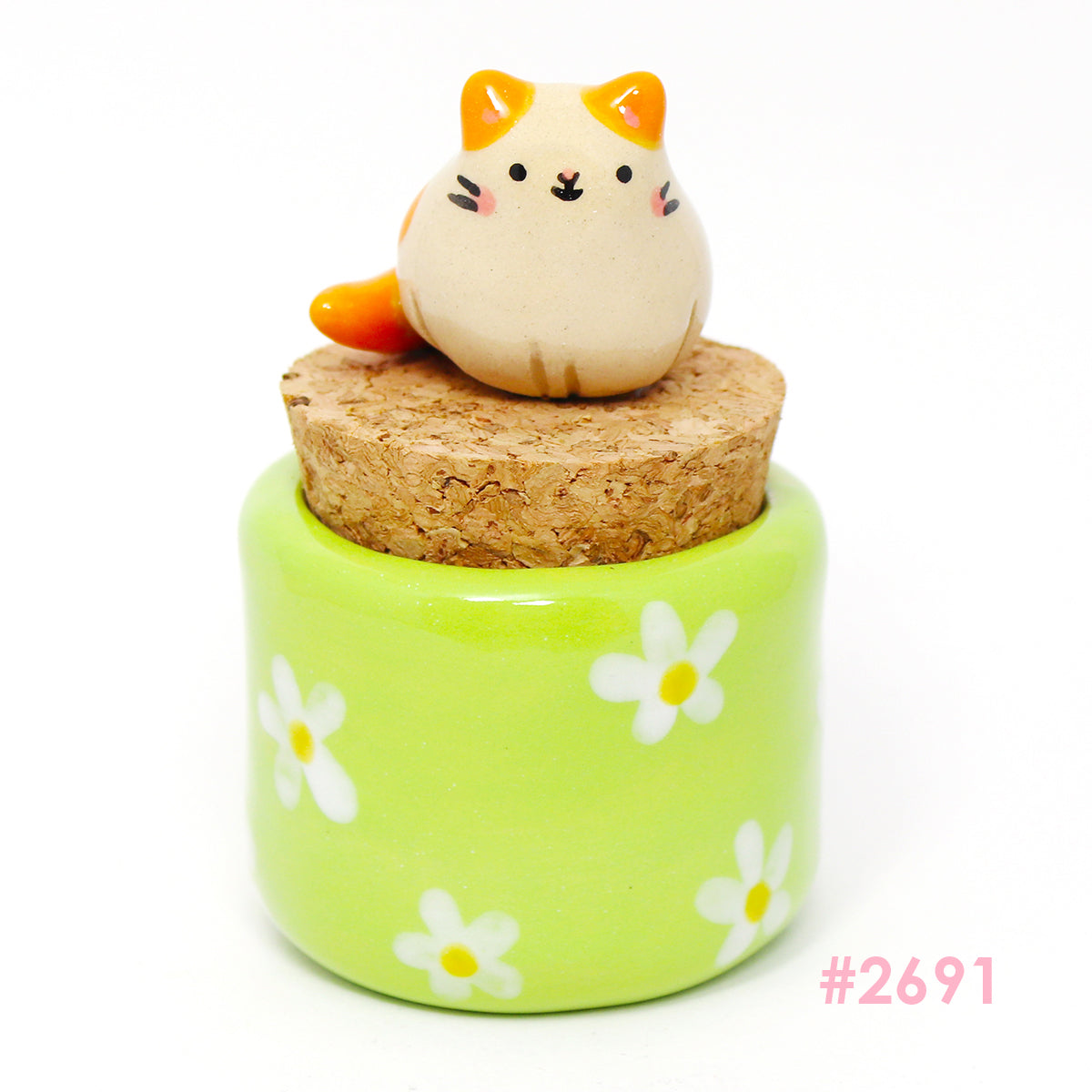 Ceramic Kitty Container with Cork #2691-2695