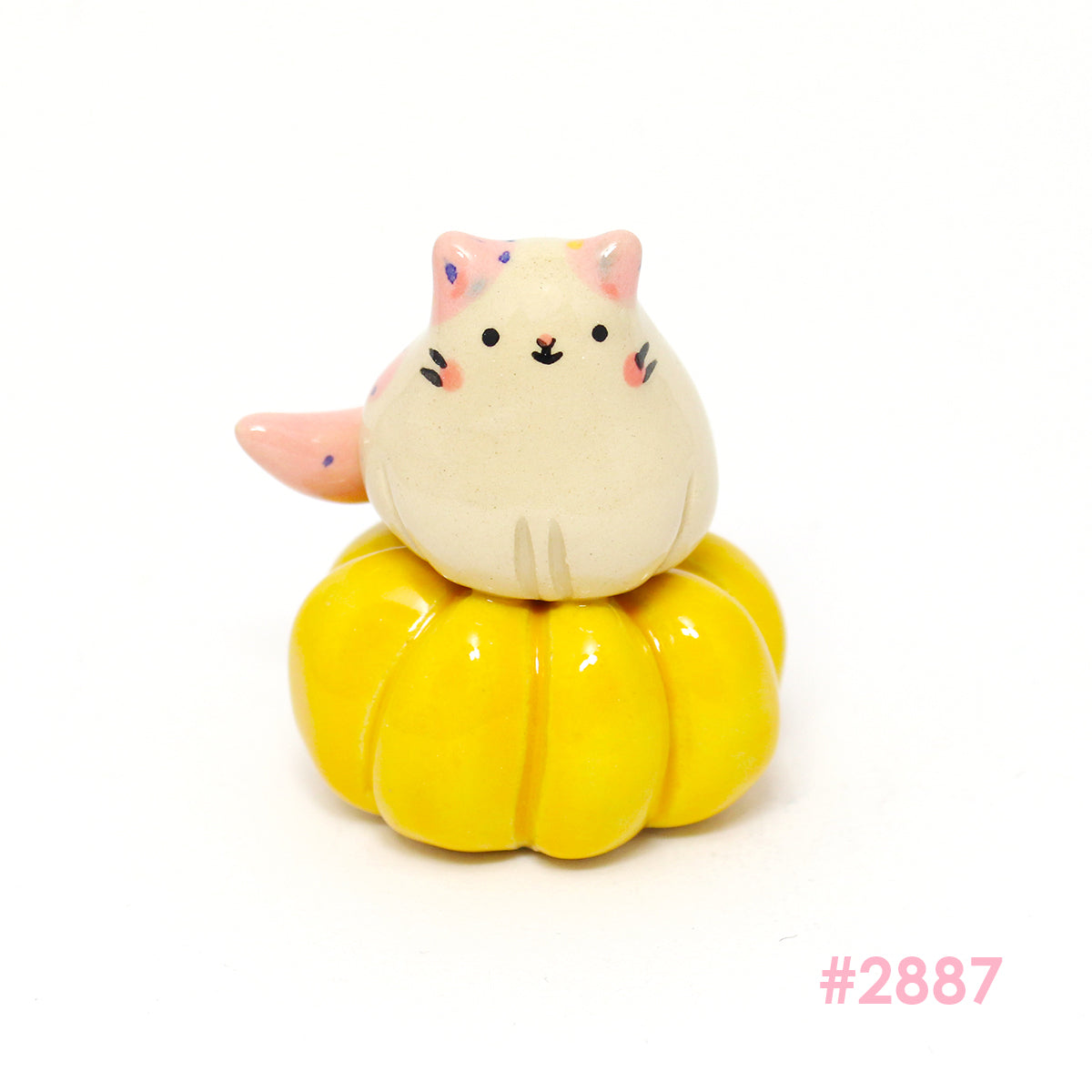 Ceramic Mini Pumpkin Kitty Figurine - #2887-2891