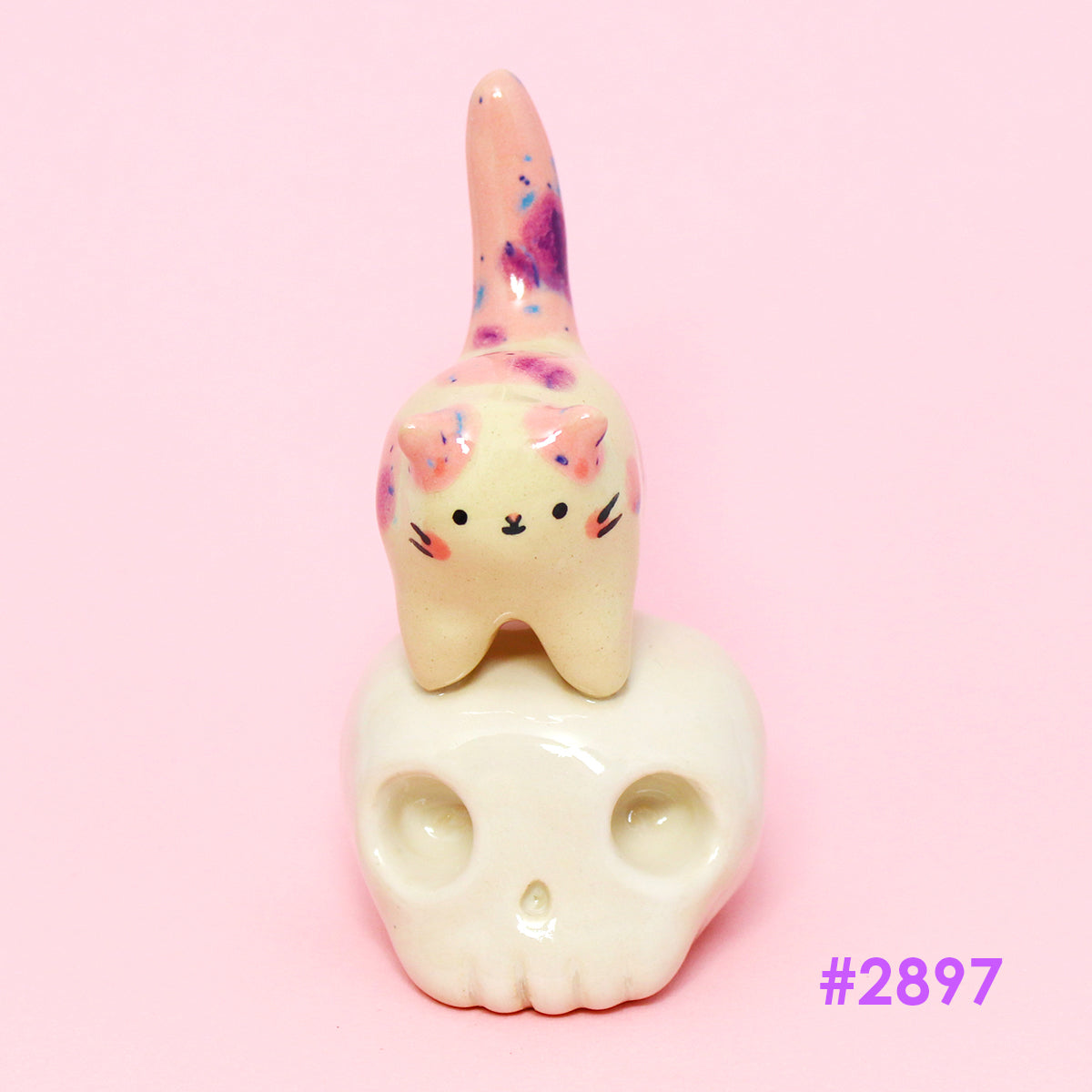Ceramic Mini Skull Kitty Figurine - #2897-2901