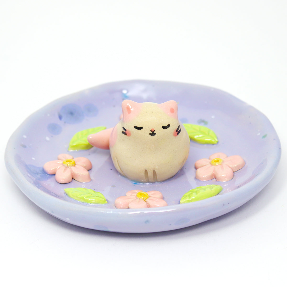 Ceramic Flower Cat Trinket Dish #2697