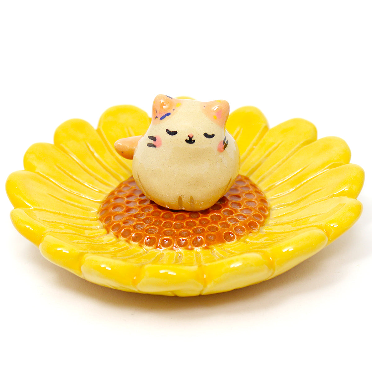 Ceramic Sunflower Kitty Trinket Dish #2698