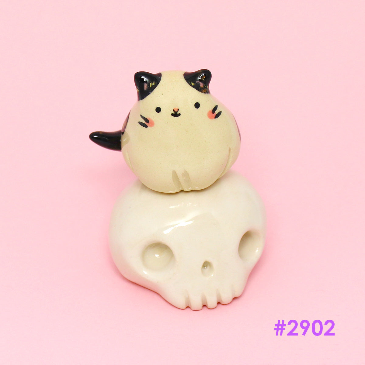 Ceramic Mini Skull Kitty Figurine - #2902-2906