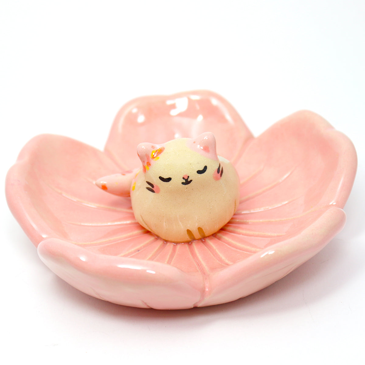 Ceramic Blossom Kitty Trinket Dish #2699