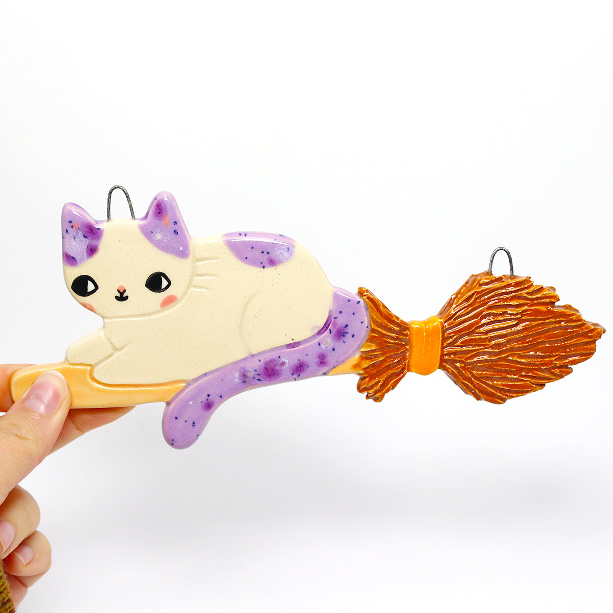 Ceramic Witchy Cat Wall Hanging #2917