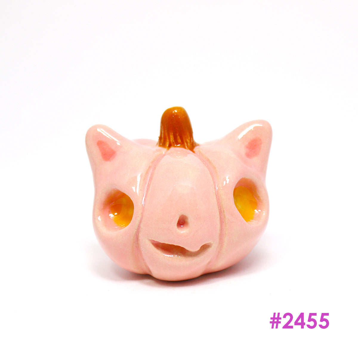 Ceramic Mini Pumpkin Cat Figurine - #2455-2459
