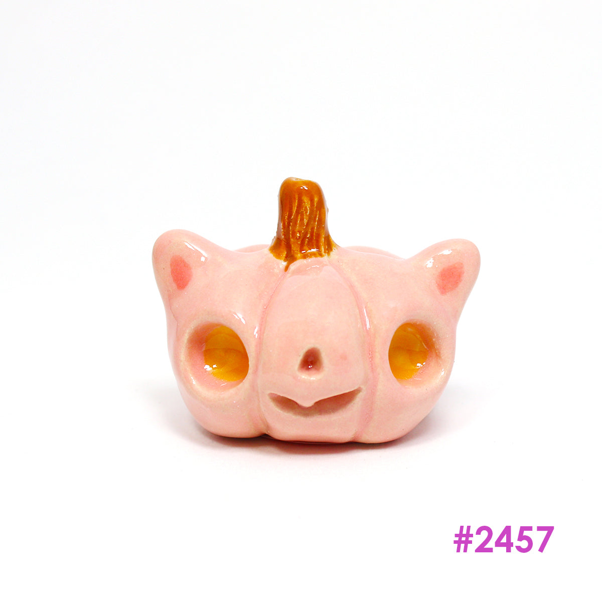 Ceramic Mini Pumpkin Cat Figurine - #2455-2459