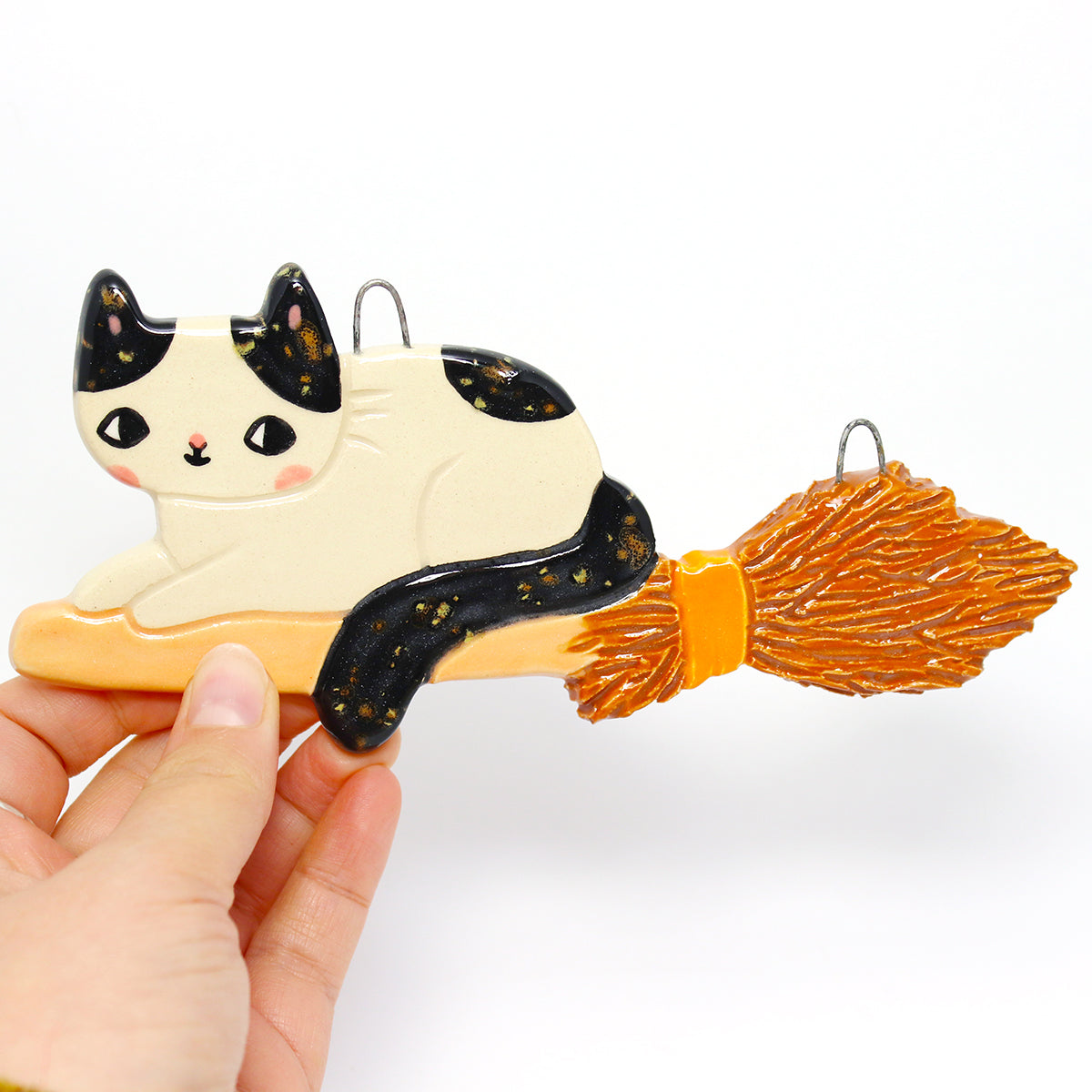 Ceramic Witchy Cat Wall Hanging #2920