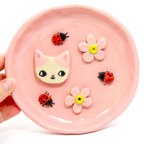 Ceramic Ladybug Kitty Trinket Dish #2224