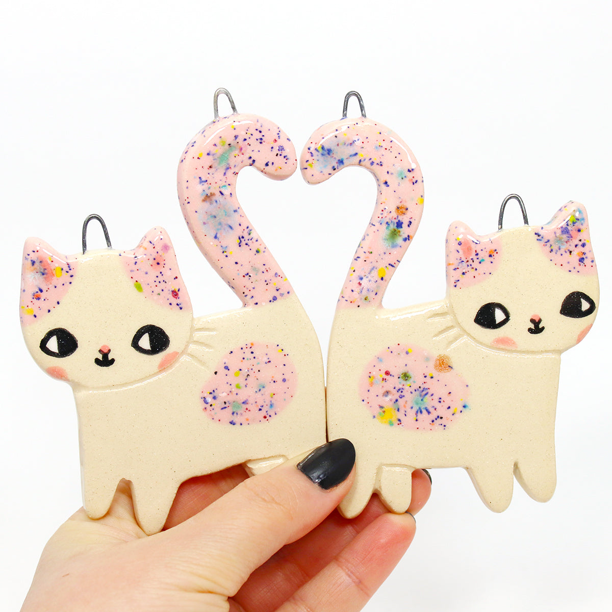 Ceramic Set of 2 Love Cat Wall Hangings #2725