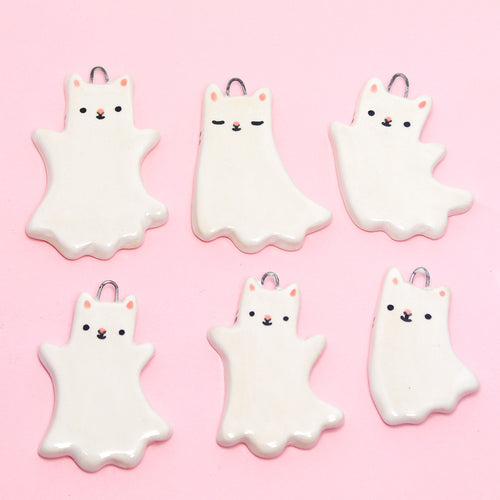 Ceramic Mini Ghost Kitty Wall Hanging - #2931-292936