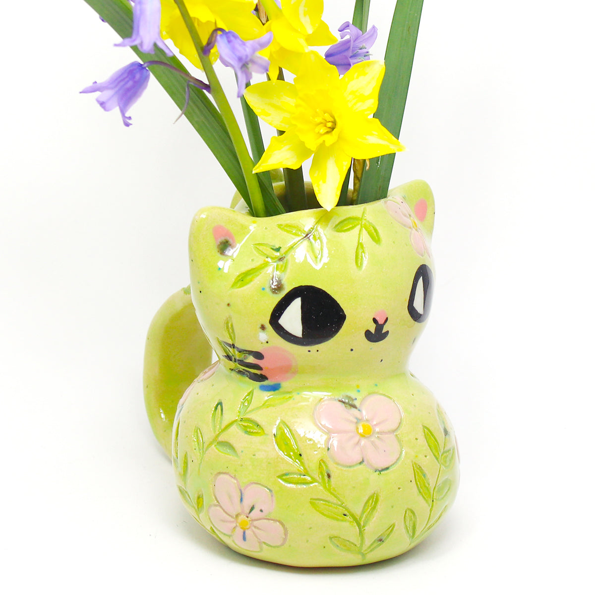 Ceramic Floral Kitty Vase #2680