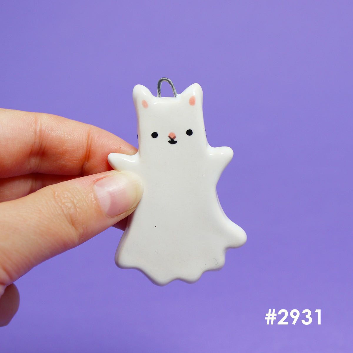 Ceramic Mini Ghost Kitty Wall Hanging - #2931-292936