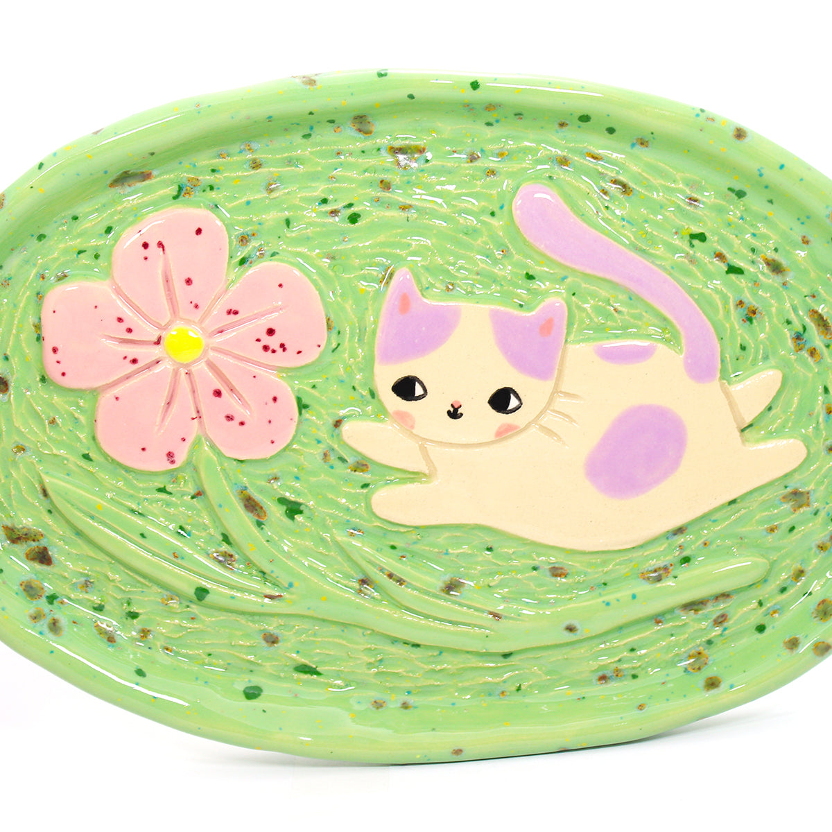Ceramic Flower Kitty Trinket Dish #2038