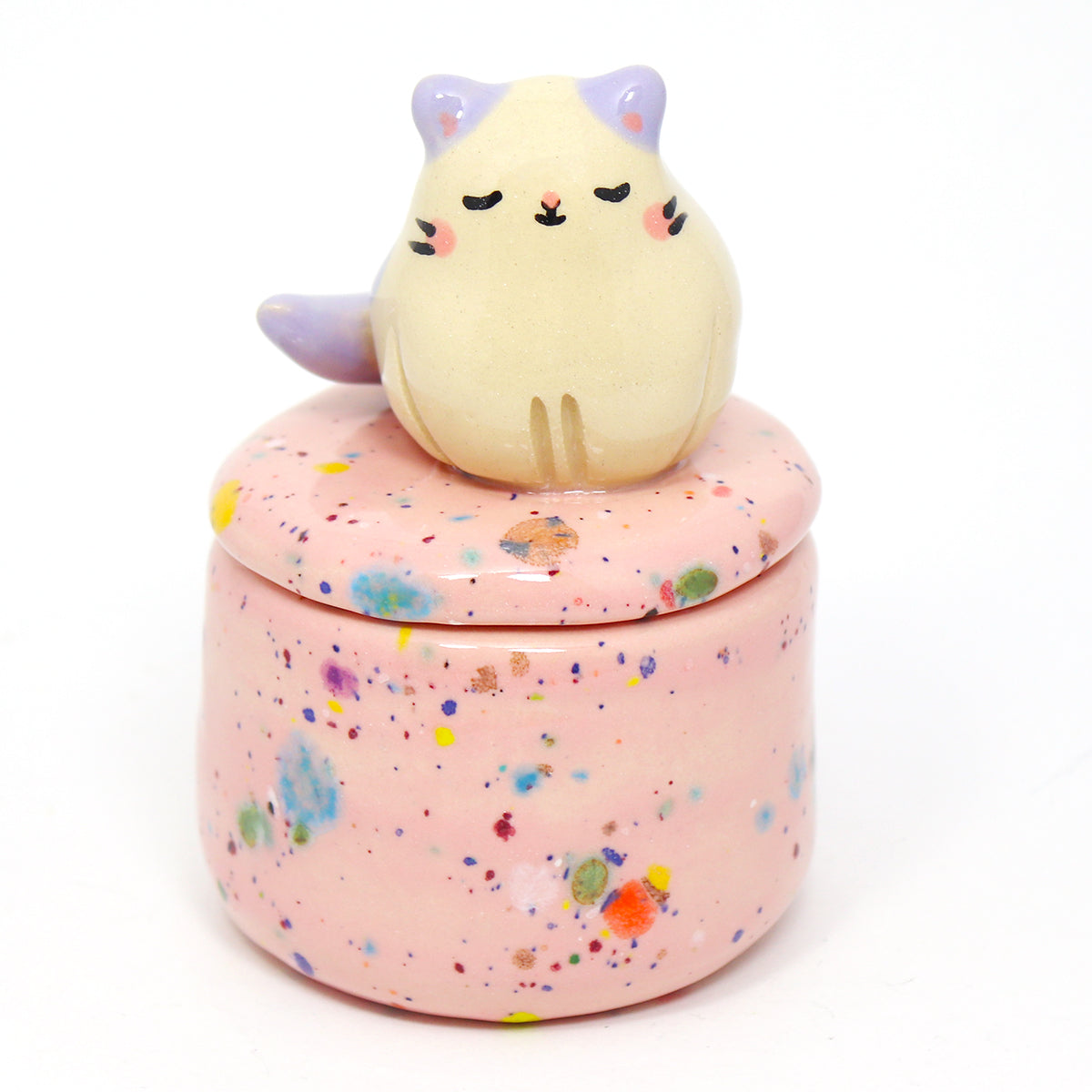 Ceramic Cat Container with Lid #2813