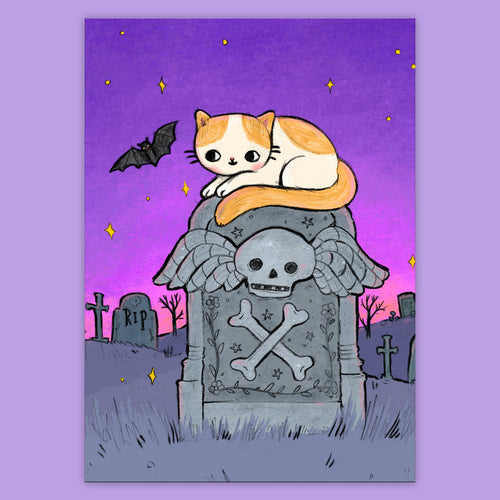 Graveyard Cat Postcard