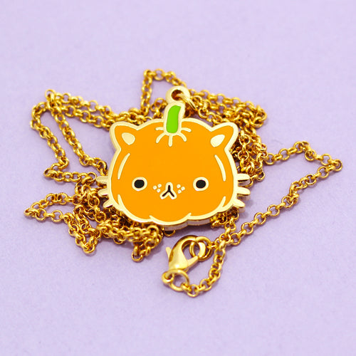 Pumpkin Kitty Necklace - SALE