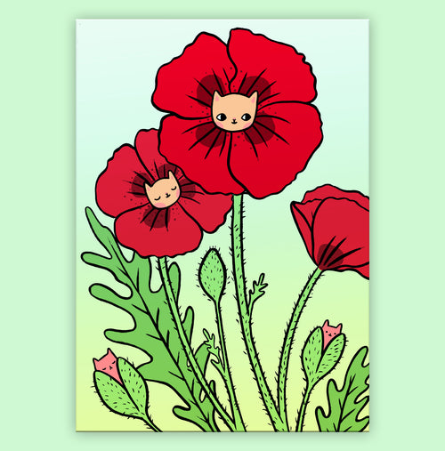 Poppy Kitty Postcard