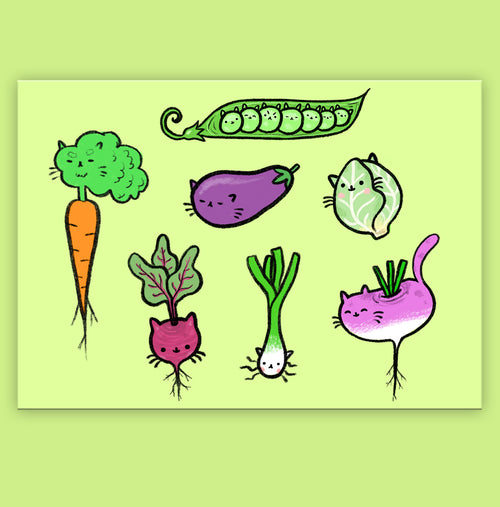 Vegetable Cats Postcard