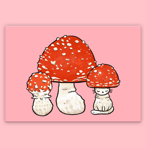 Mushroom Kitty Postcard