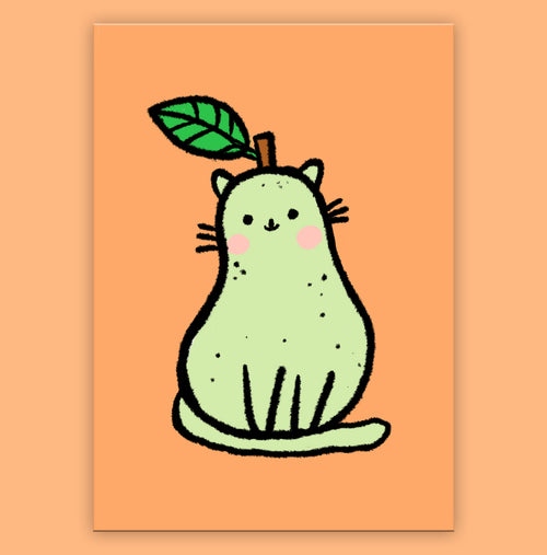 Pear Kitty Postcard