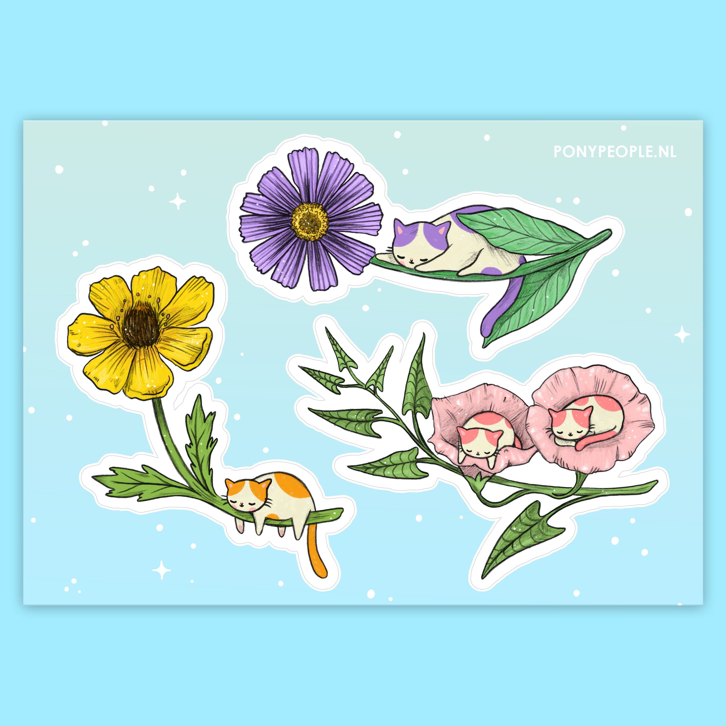 Sleepy Kitty Sticker Set