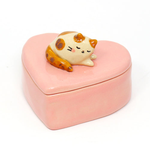 Ceramic Love Cat Container with Lid #2825
