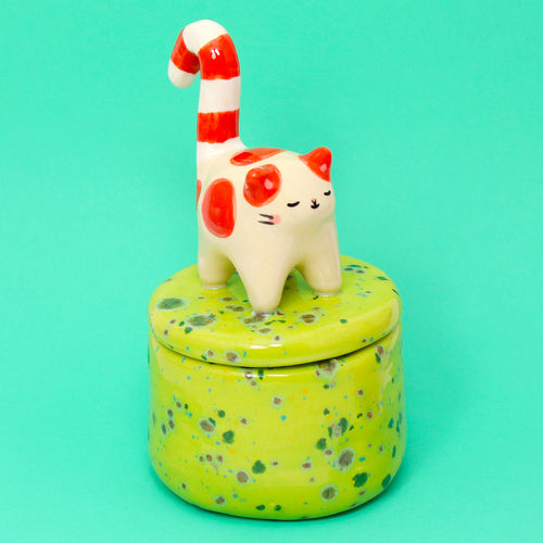 Ceramic Candy Cat Container with Lid #2941