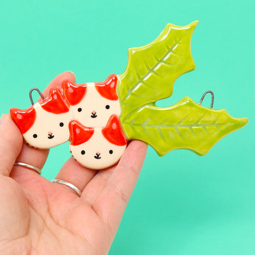 Ceramic Holly Cat Wall Hanging #2998