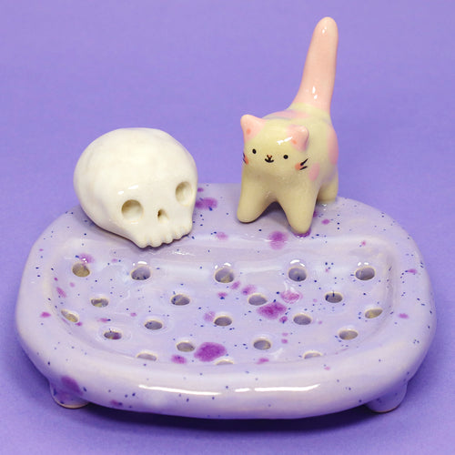 Ceramic Boneyard Cat Soap Dish #3225