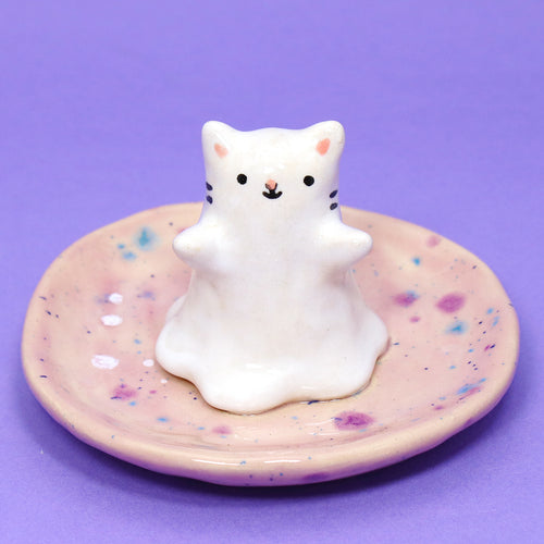 Ceramic Ghost Cat Trinket Dish #3228