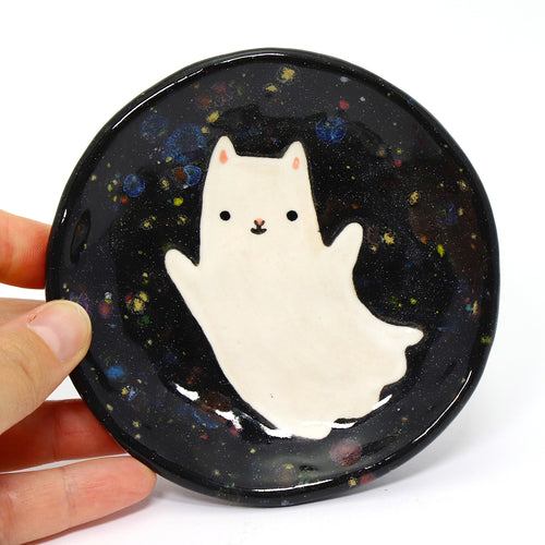 Ceramic Ghost Cat Trinket Dish #3233