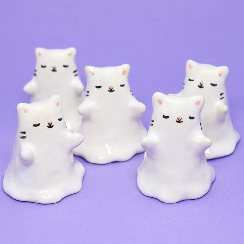 Ceramic Ghost Kitty Mini Figurine - #3239-3243