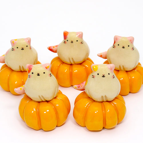 Ceramic Pumpkin Cat Mini Figurine - #3263-3267