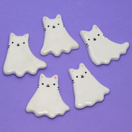 Ceramic Ghost Kitty Mini Magnet  - #3284-3288