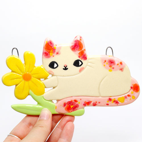 Ceramic Marigold Cat Wall Hanging #2857