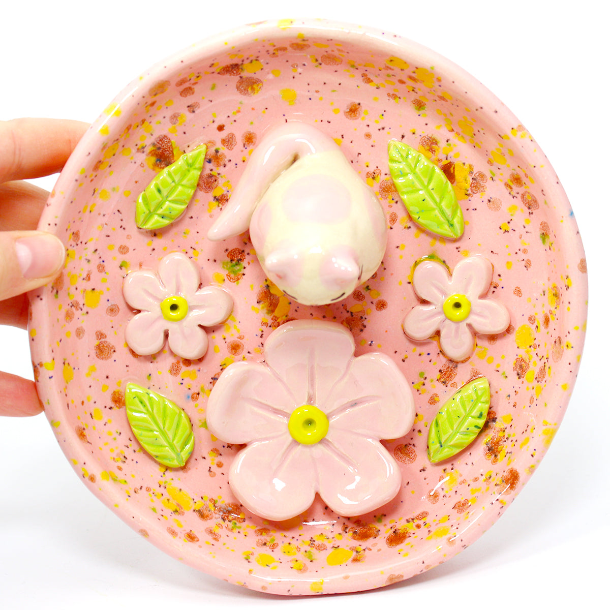 Ceramic Blossom Kitty Trinket Dish #2158
