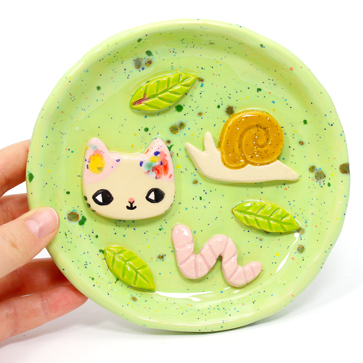 Ceramic Snail and Worm Kitty Trinket Dish #2161