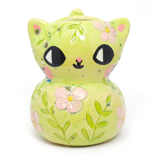Ceramic Floral Kitty Vase #2680