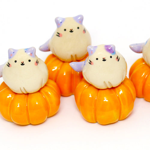 Ceramic Mini Pumpkin Kitty Figurine - #2882-2886