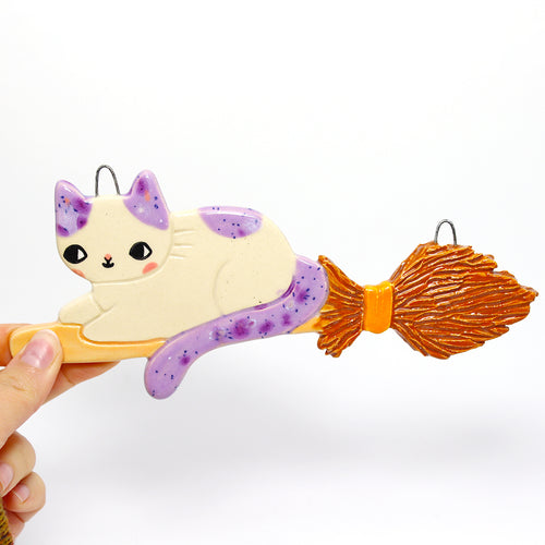 Ceramic Witchy Cat Wall Hanging #2917
