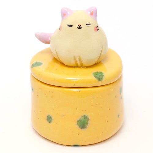Ceramic Cat Container with Lid #3144