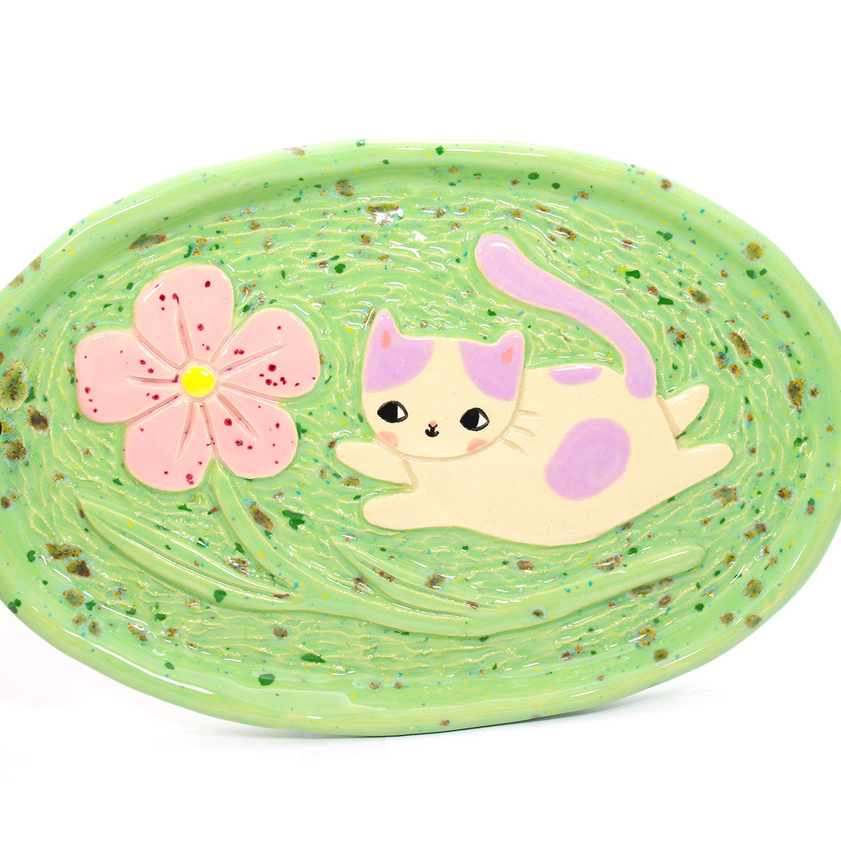 Ceramic Flower Kitty Trinket Dish #2038