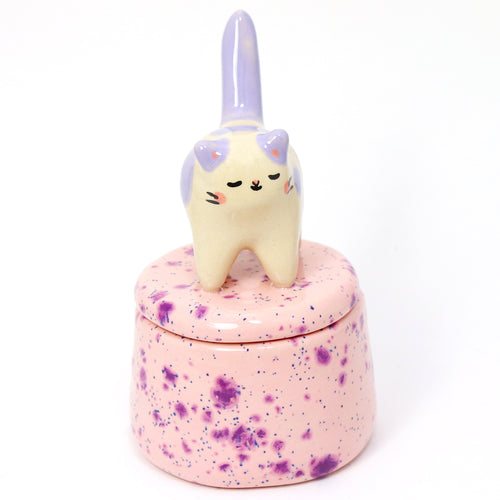 Ceramic Cat Container with Lid #2943
