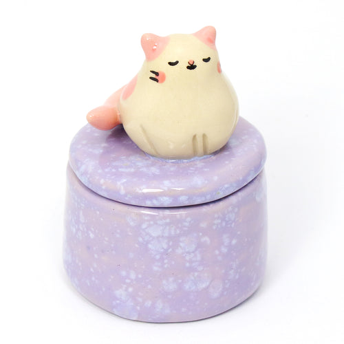 Ceramic Cat Container with Lid #2944