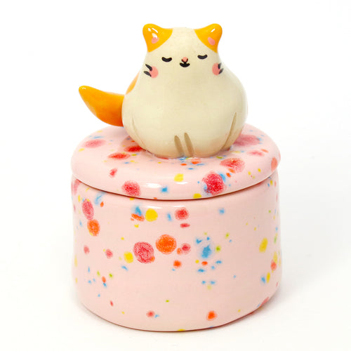 Ceramic Cat Container with Lid #2945