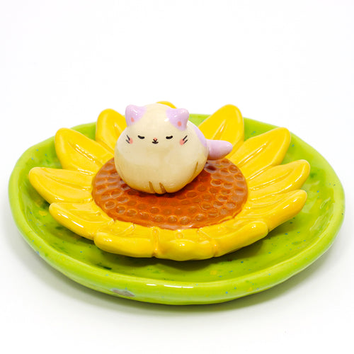 Ceramic Sunflower Cat Trinket Dish #3165